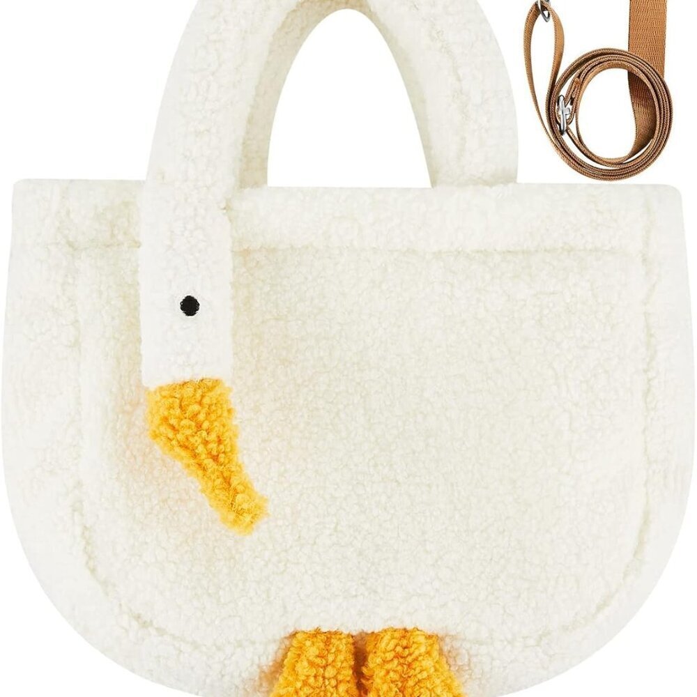 Fuzzy Plush Lambswool Tote Crossbody Bag Women Gift Furry Animal Accessory